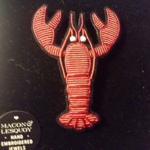 Macon & Lesquoy Embroidered Lobster Brooch